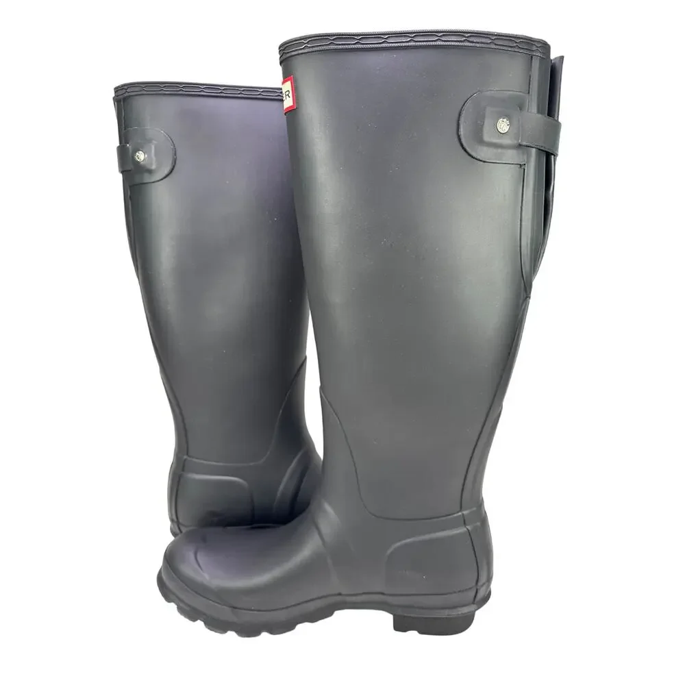 Hunter Original‎ Tall Rubber Rain Boots Womens 7 Black Adjust Buckle